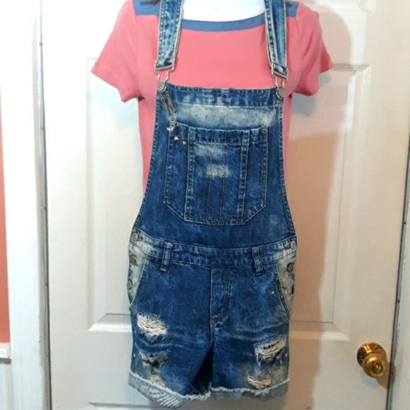 Garage distressed overall shorts - Picture 1 of 16